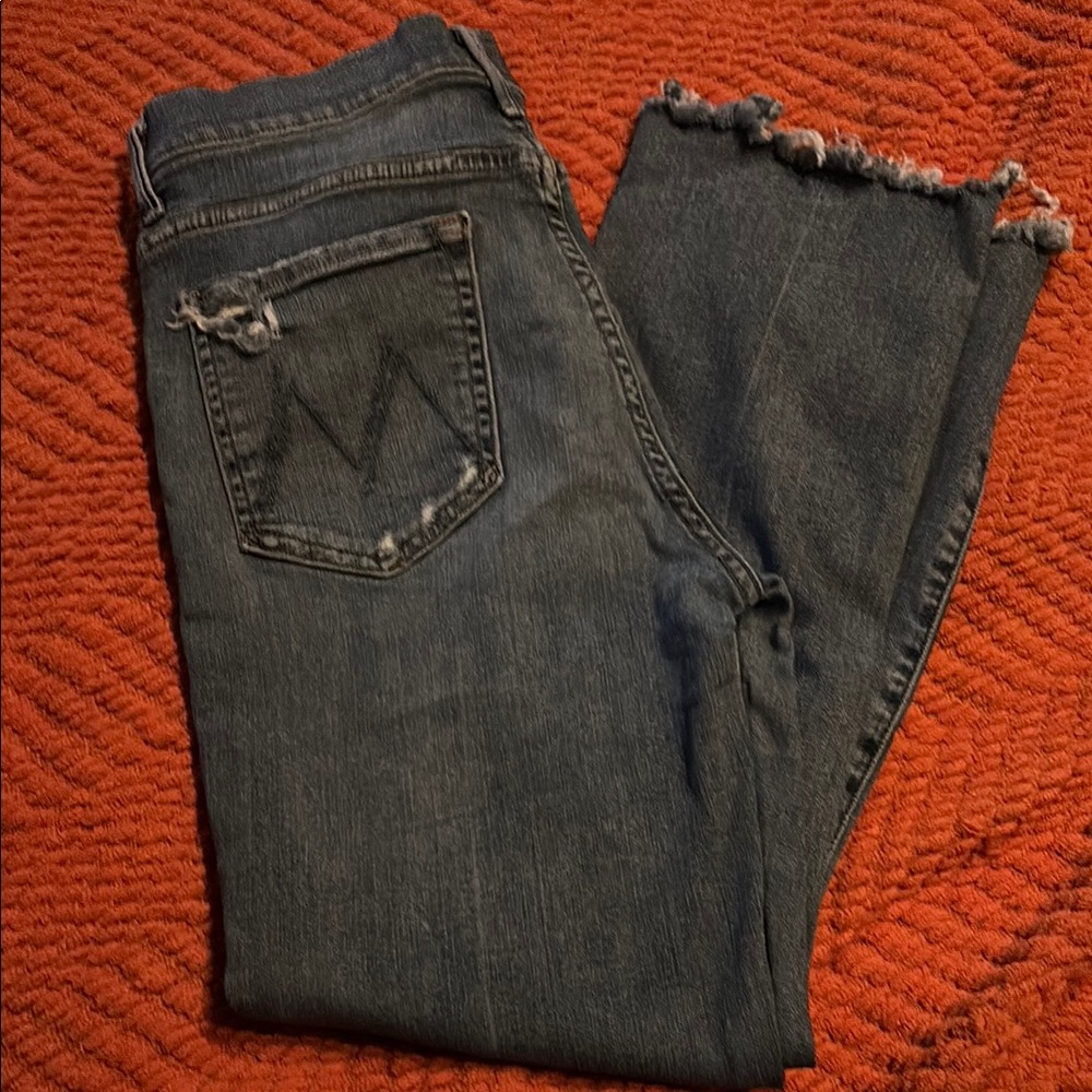 MOTHER Distressed Medium Blue Jeans